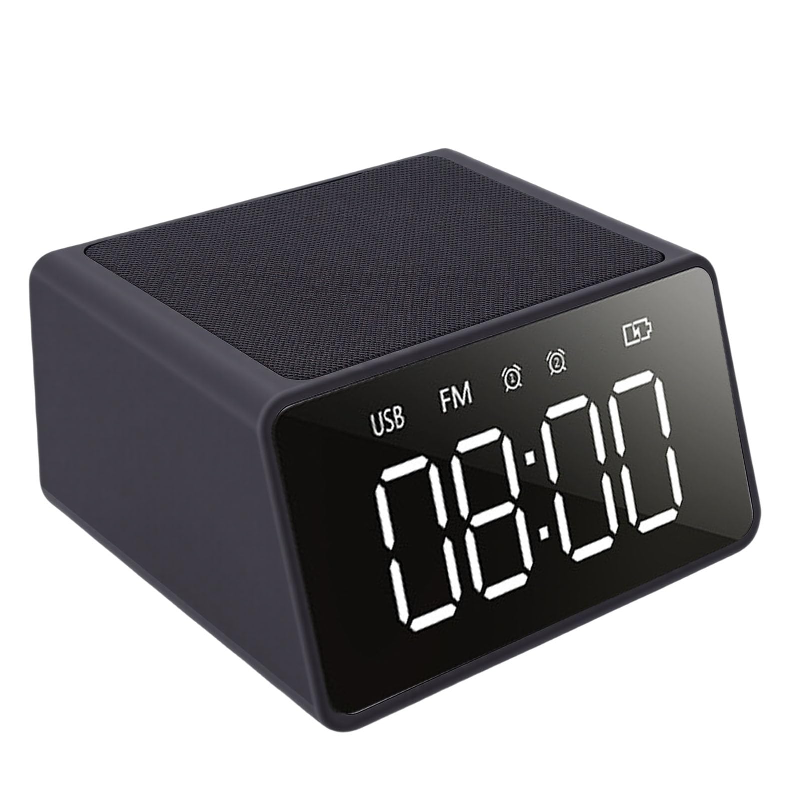 Bewinner Sveglia Digitale, Altoparlante Bluetooth con Ricarica Wireless da 10 W, Display LED da 5 Pollici, Radio FM, Microfono Integrato, Orologio Audio da Tavolo Sul Comodino per