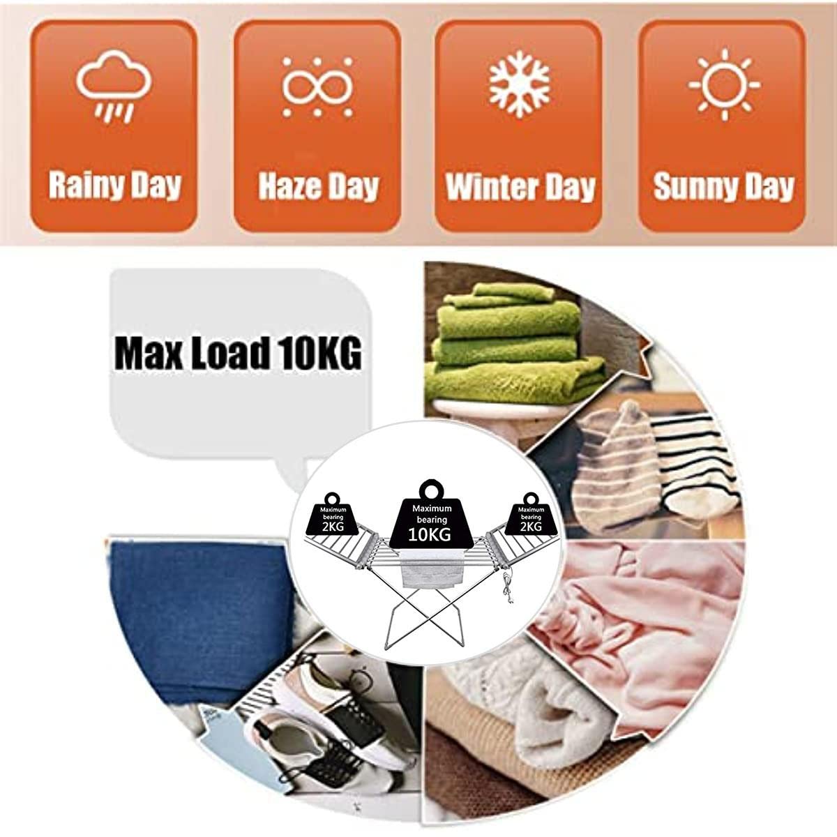 Amazon | 20バー電気加熱衣類乾燥機エアラー、ポータブル折りたたみ