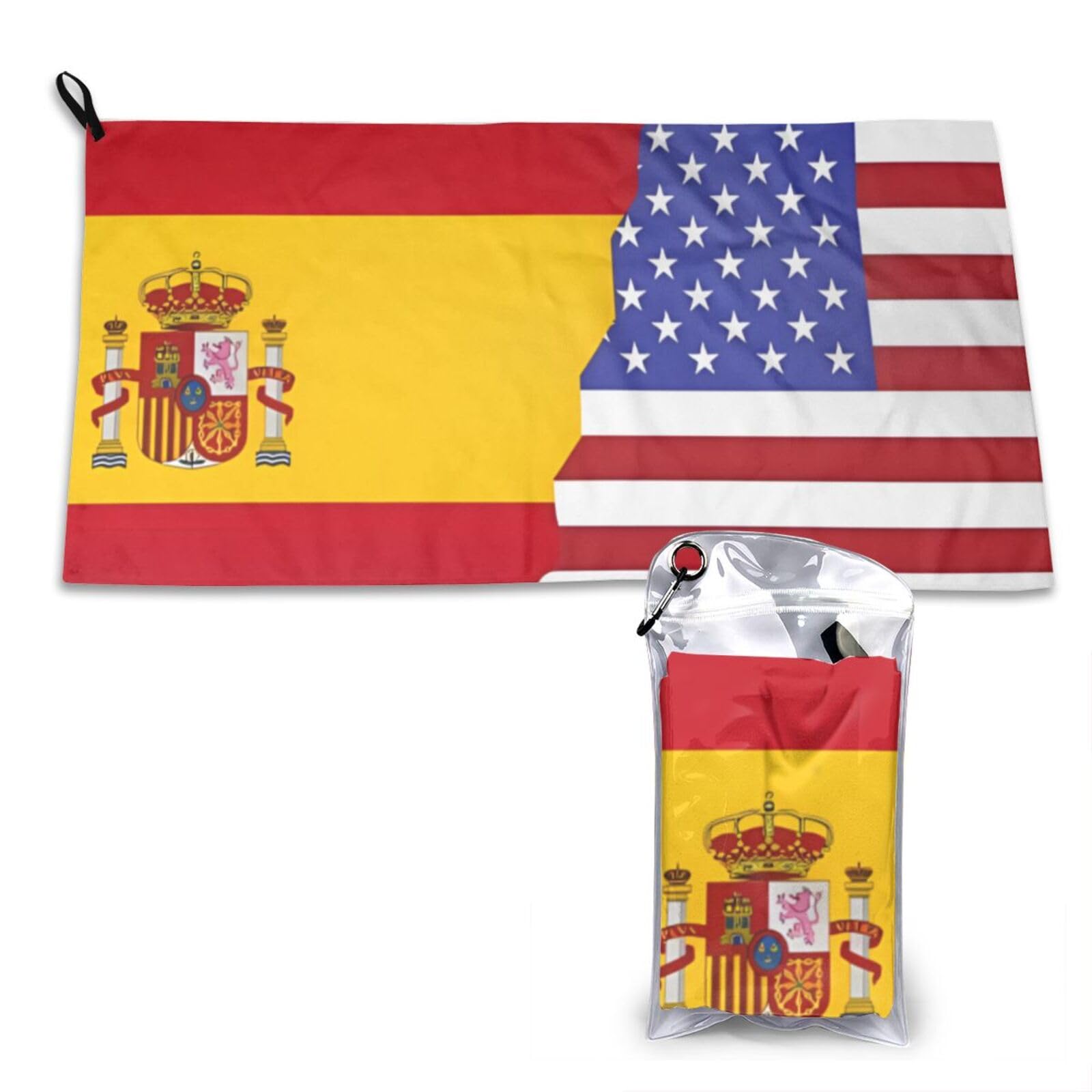 DUYKIMQW American Spain Flag Print Quick Dry Towel 16x31.5in White