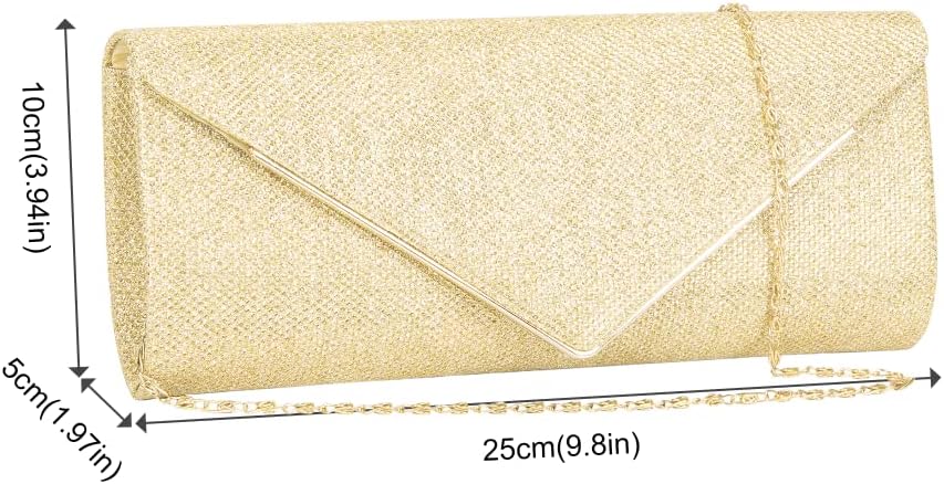 Larcenciel Clutch Purses for Women, Sparkling Envelope Evening Bag with Detachable Chain - Image 7