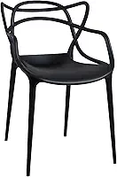 Cadeira Allegra Preta Conthey em Polipropileno Resistente, para Mesa de Jantar e Cozinha, com Braço, Empilhável, para Uso Interno e Externo