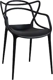Cadeira Allegra Preta Conthey em Polipropileno Resistente, para Mesa de Jantar e Cozinha, com Braço, Empilhável, para Uso Interno e Externo