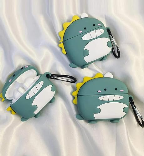 Miniatura 6 de Bonita funda de dinosaurio para Airpod de 3 generación 2021, divertida funda de dibujos animados 3D Kawaii Airpods 3 con kit de limpieza y llavero