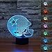 Threetoo Visual Creative Amazing 7 Colors Optical Illusion 3D Glow LED Lighting Nightlight Room Decor Table Lamps (Helmet) Dallas Cowboys