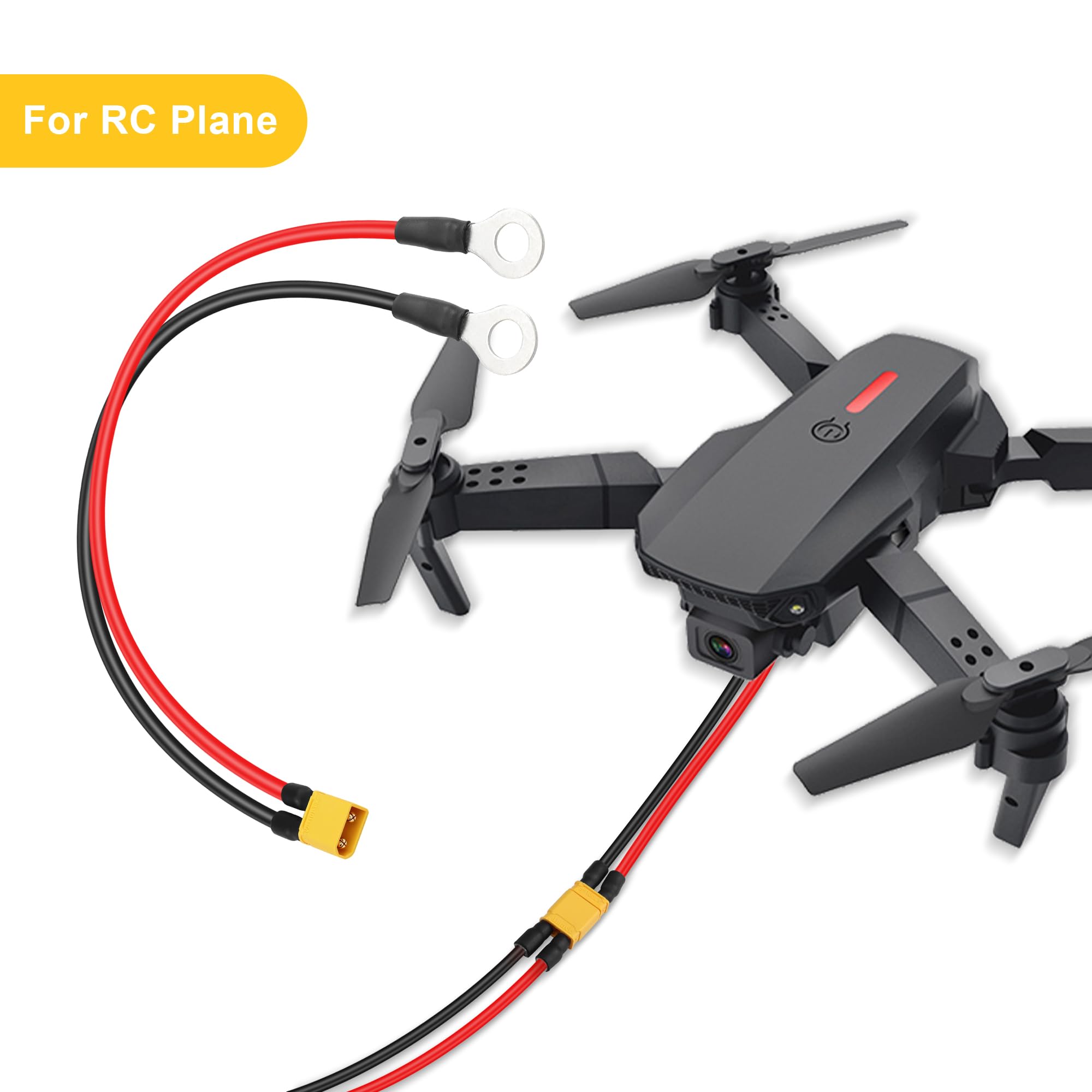XT30 To O Ring Terminal Cable - 14AWG Silicon Wire Extension For Solar Panels, Batteries & RC