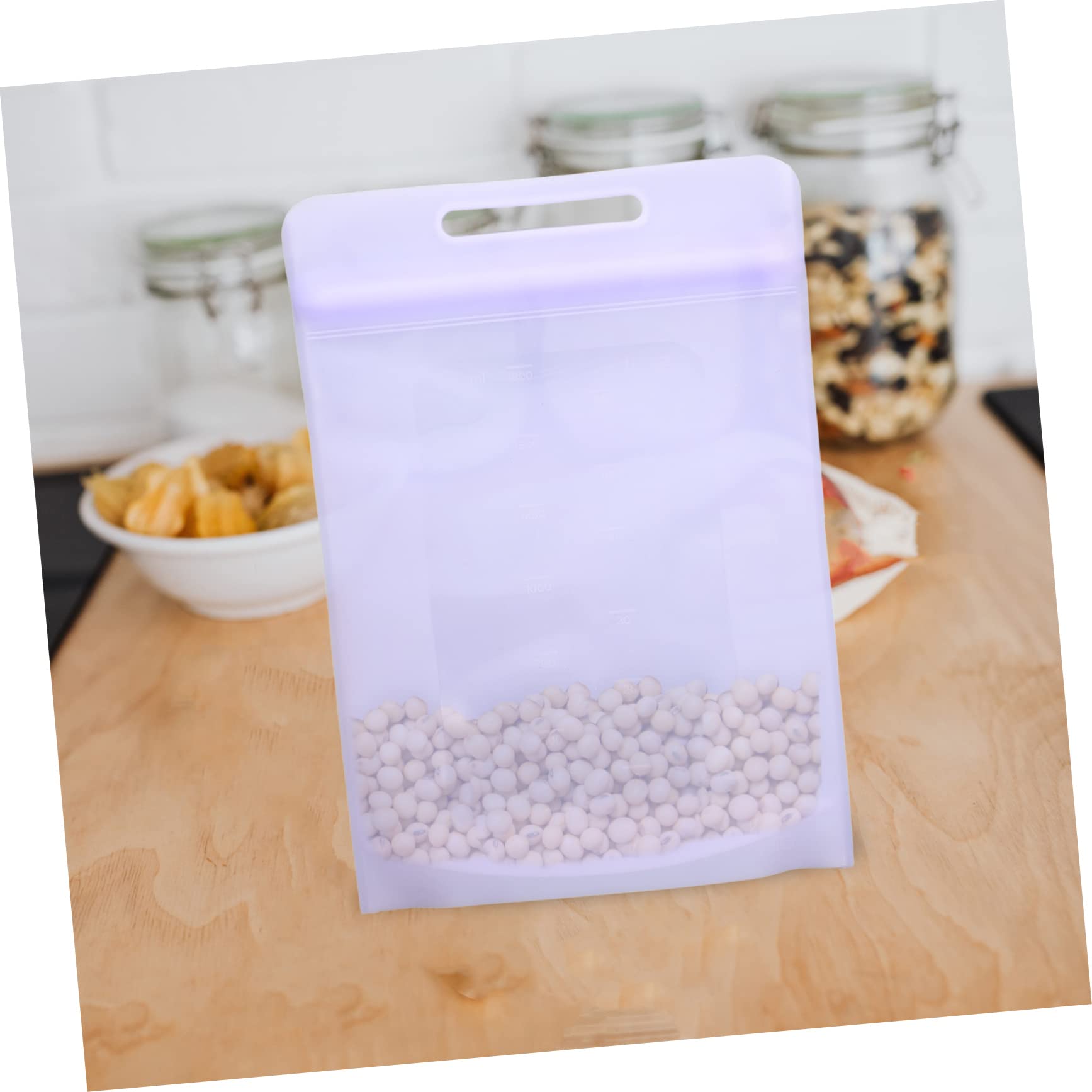 4 Sacchetti in Silicone per Alimenti, Sacchetti per Alimenti sottovuoto, riutilizzabili, per congelatore, per Uso Quotidiano, per Alimenti, Snack, per conservare panini in Gel di