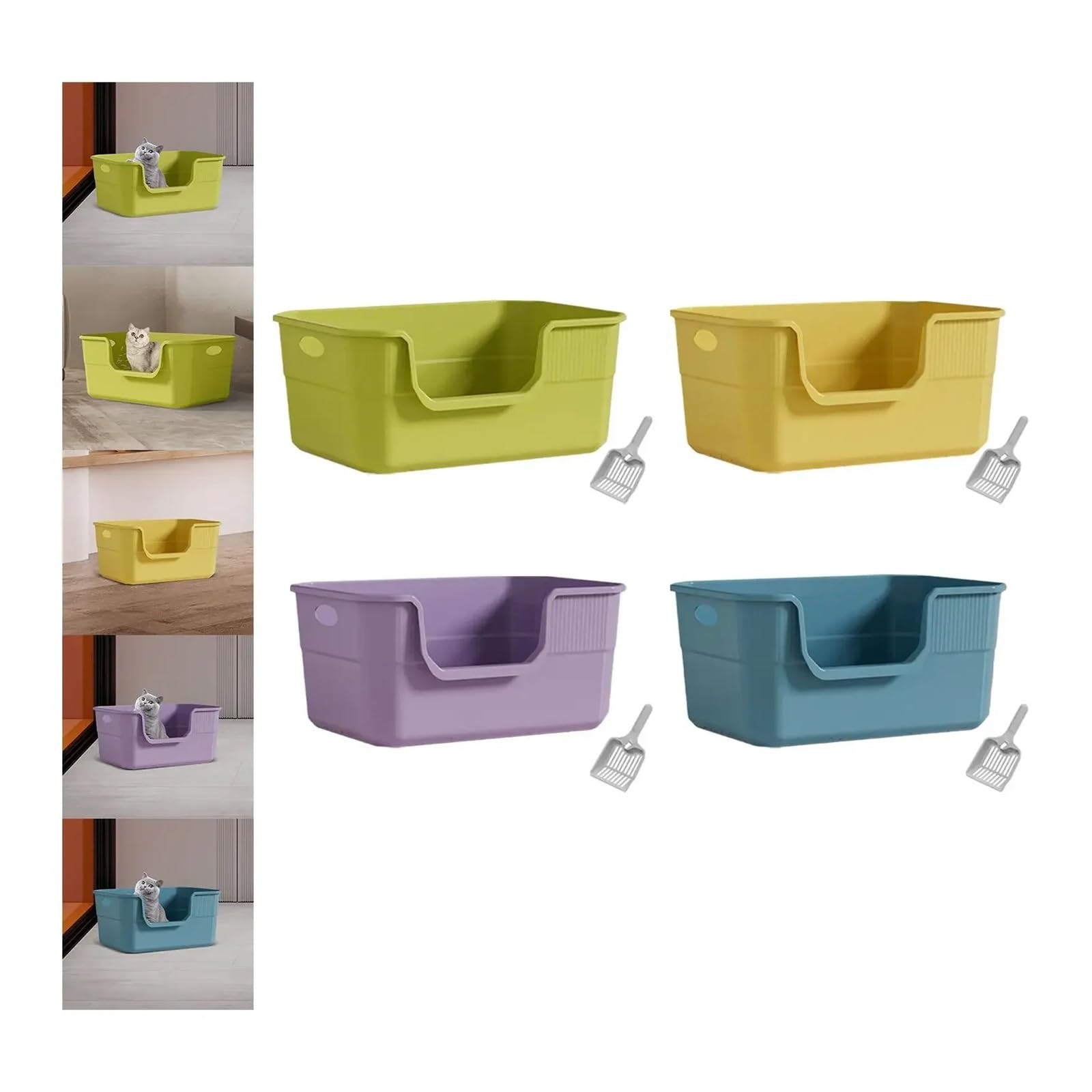 Cat Litter Box Toilet Sandbox Portable Pet Supplies Easy To Clean Kitten(PURPLE)