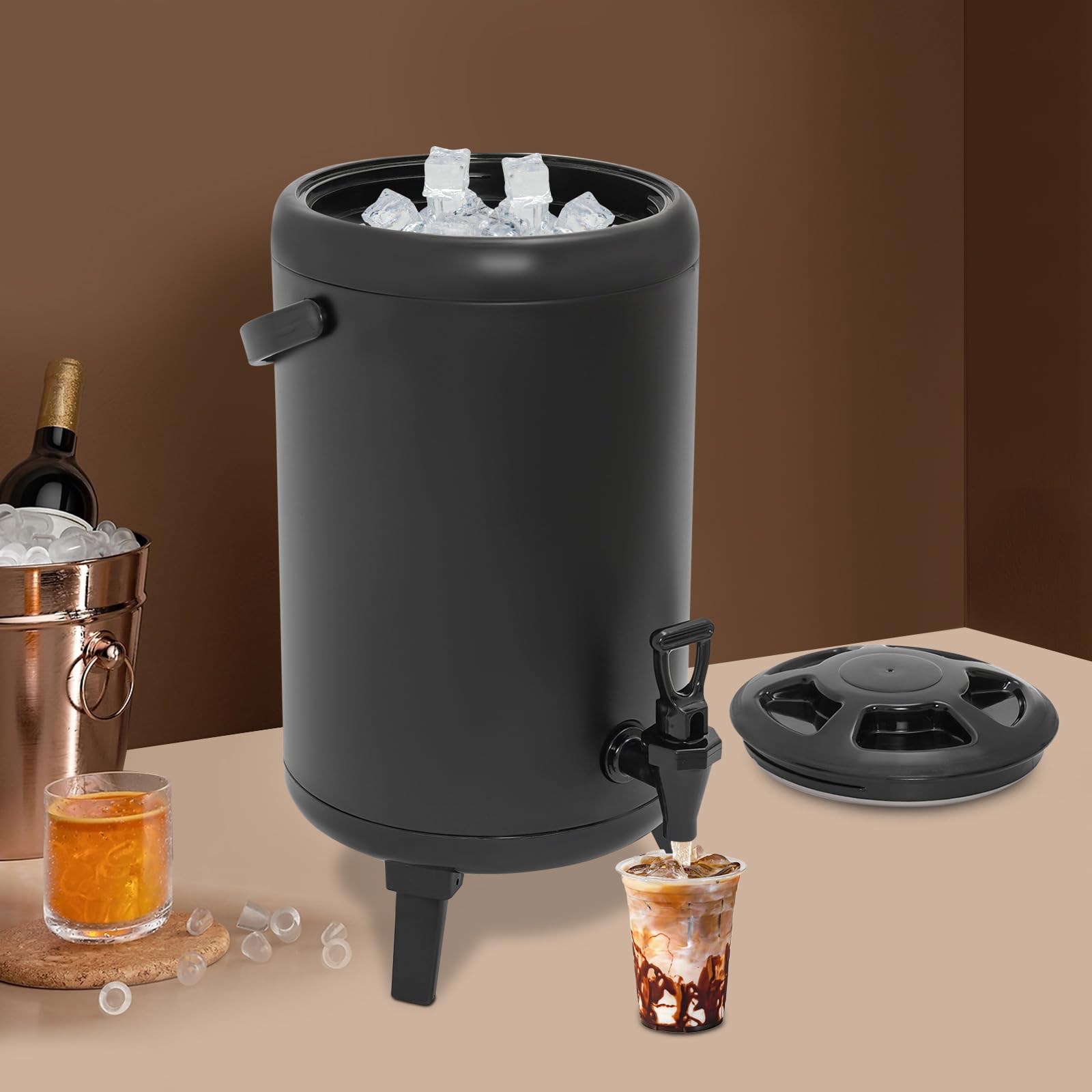 Dispensador de bebidas de 10 L con grifo, resistente al calor hasta 110 °C, dispensador de agua con soporte plegable, dispensador de zumo, jarra de bebidas para fiestas, bodas, cumpleaños