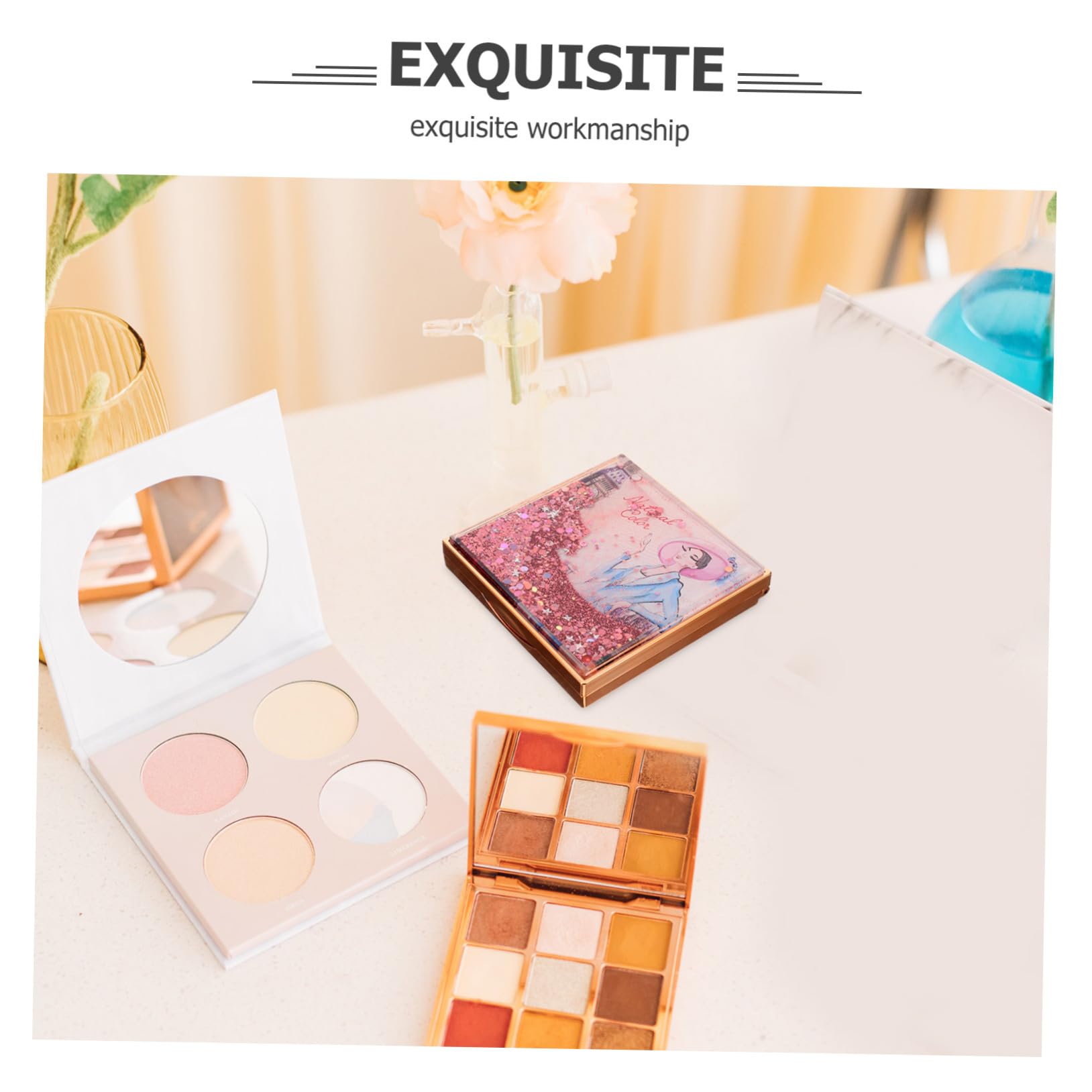 Healvian 5pièces Palette De Maquillage Vide pour Fards à Paupières Boîte De Rangement à Compartiments Design Sequins Et Mouvant Idéale pour Et Organisation des Cosmétiques