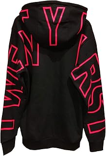 ビーロマンス パーカー 長袖 メンズ ゆったり 大きいサイズ デカロゴ ブラック×ダークピンク (Free) [並行輸入品]