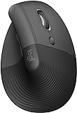 Logitech Lift Vertical Ergonomic Mouse, Wireless, Bluetooth or Logi Bolt USB receiver, Quiet clicks, 4 buttons, compatible with Windows/macOS/iPadOS, Laptop, PC - Graphite - 1