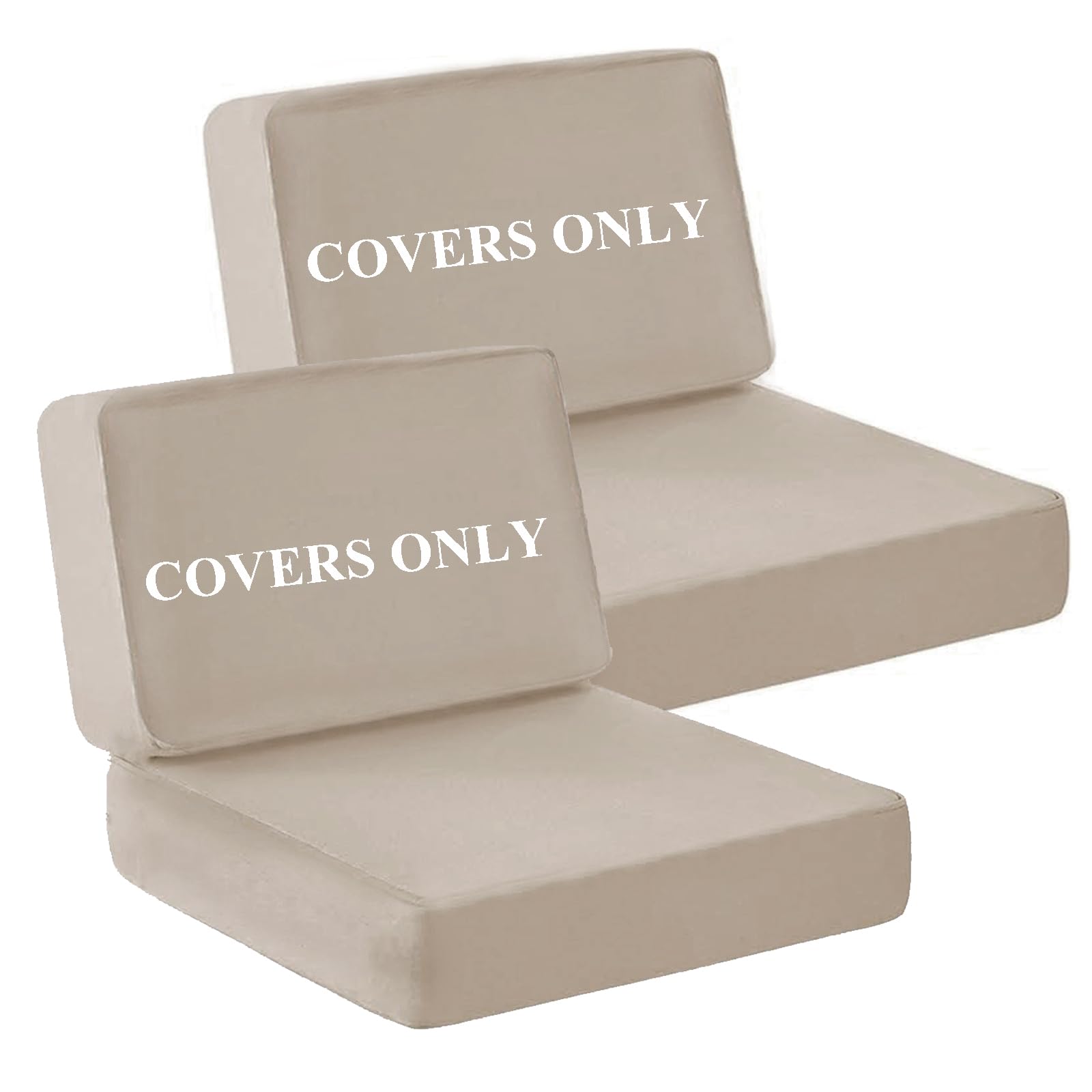 TECOSARA Patio Cushion Covers Replacement Outdoor Seat Cushions Cover for Patio Furniture, 4Pcs Deep Seat Bottom and Back Cushion Cover Set for Chair,