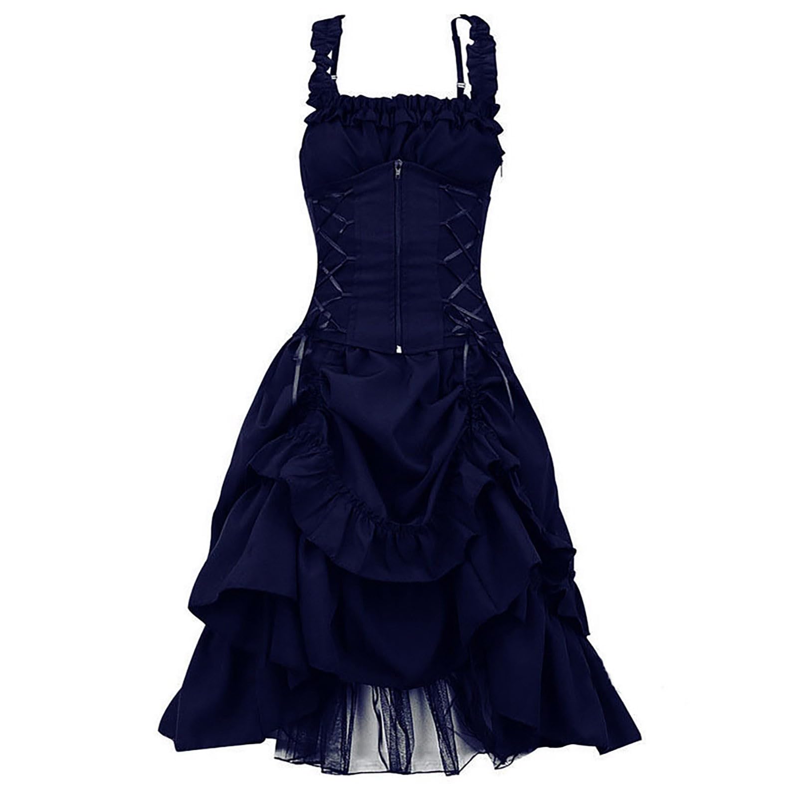 Generisch Disfraz de Halloween para mujer, disfraz de bruja, vestido gótico, vestido de patio, sin mangas