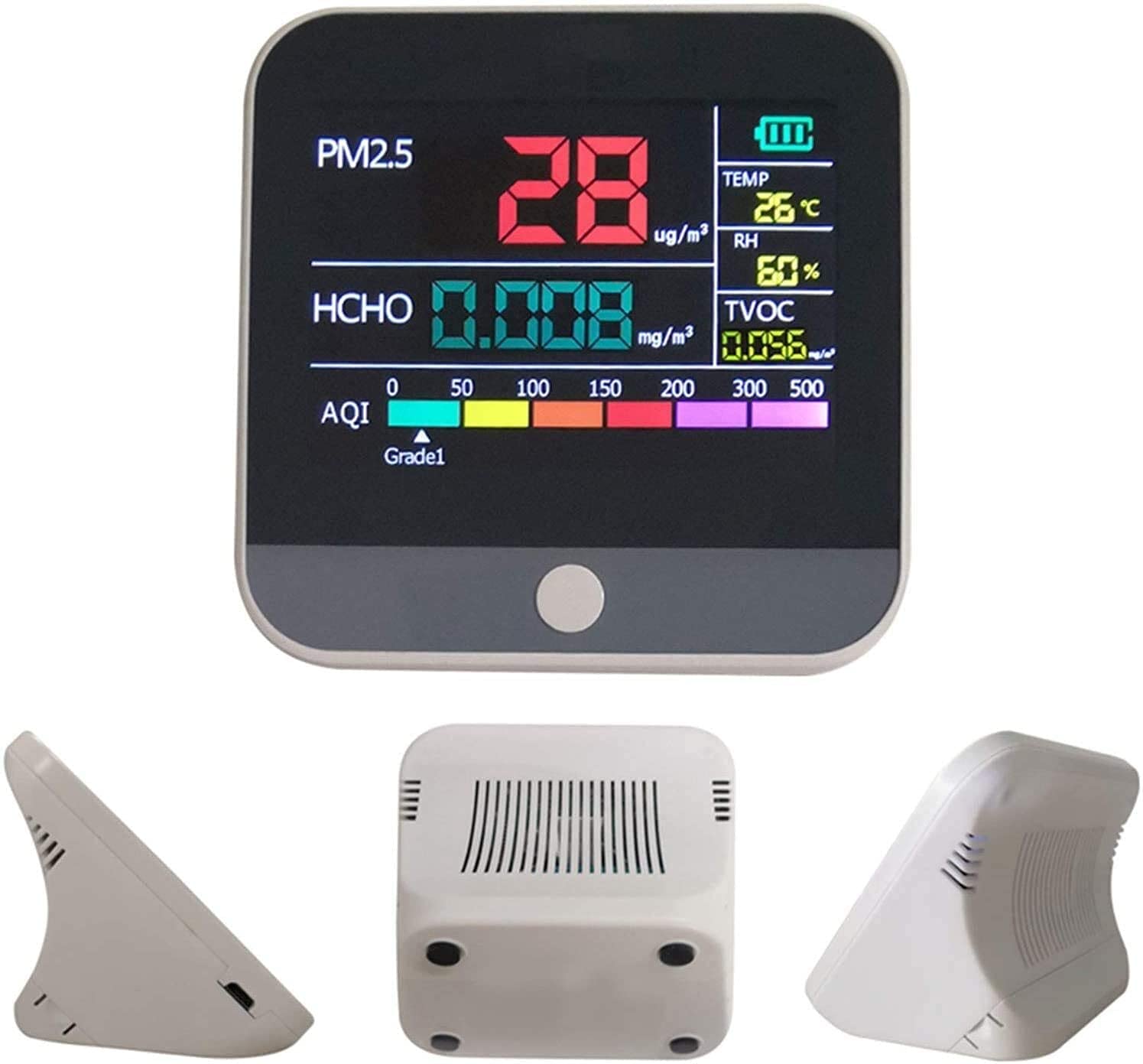 JJJ Preciso Sensor de Detector de Monitor de Calidad de Aire Interior - analizador de Gas PM2.5 Formaldehído (HCHO) Detector de probador TVOC Duración Duradera Durable
