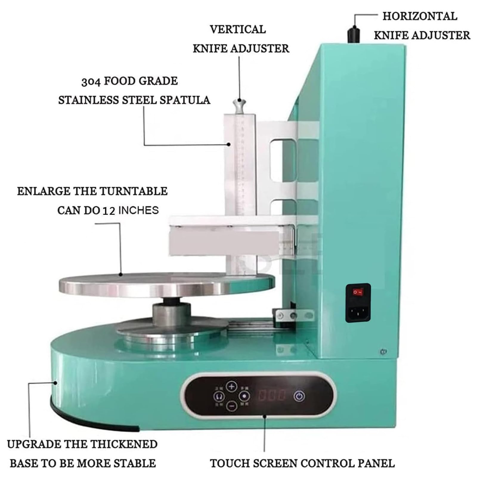 Machine électrique de décoration de gâteau, lisseur de glaçage réglable avec plateau tournant pour revêtement de gâteau professionnel et lissage de fondant