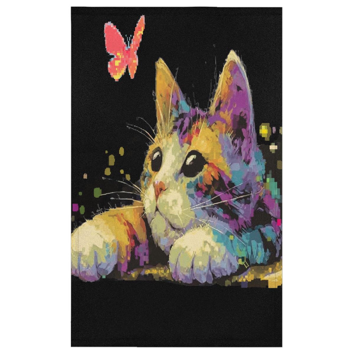 Torchons de cuisine en microfibre absorbants 45x72cm lot de 6 essuie-mains chat abstrait