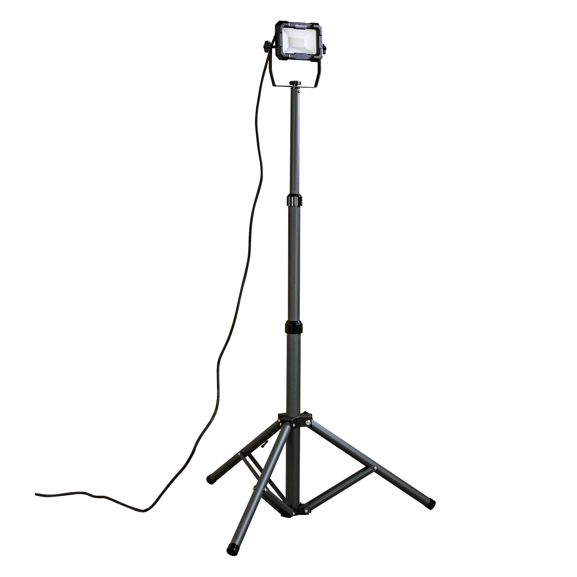 Projecteur LED de chantier filaire sur pied télescopique 20W, 1800 lumens, IP65, IK07, 4000K, garantie 3 ans - Tibelec