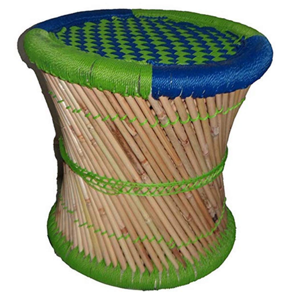 KSM Anupam Enterprises Eco Friendly Handicraft Cane Bar Bamboo Chair/Stool Muddha/Mudda for Outdoor/Indoor/Furnishing -1 Piece (14 inch Height)