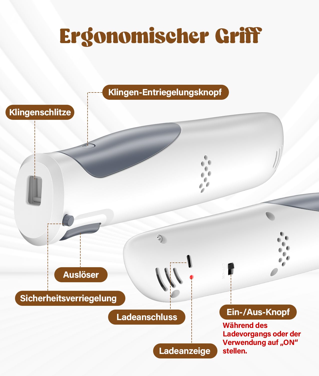 PAHTTO Kabelloses Elektromesser, 2000mAh, Type-C, Doppelklinge