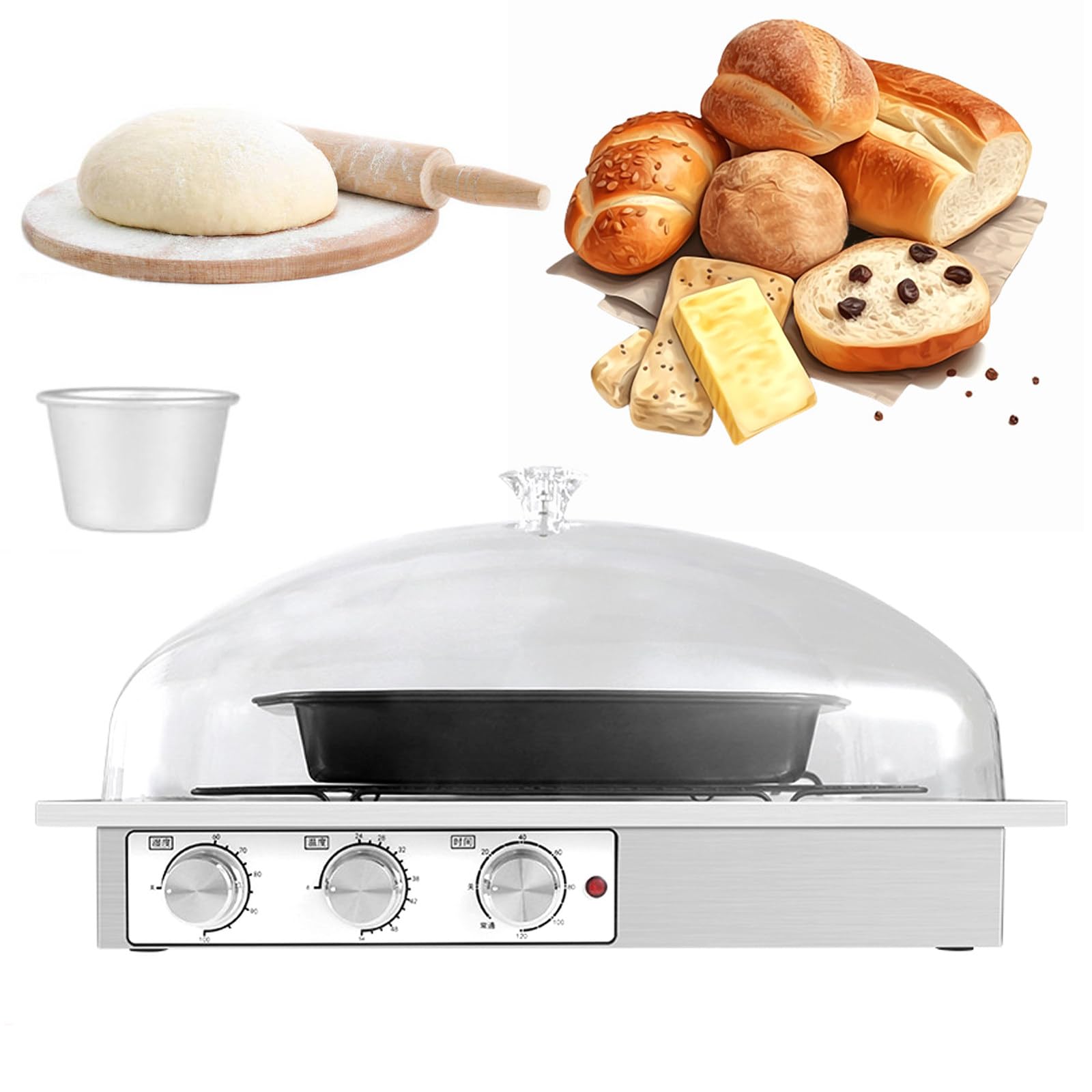 AYCDL Electric Dough Proofer with Heater, Bread Dough Fermentation Machine, Sourdough Bread Making Tools Kit,410×310×280mm,410×310×280mm