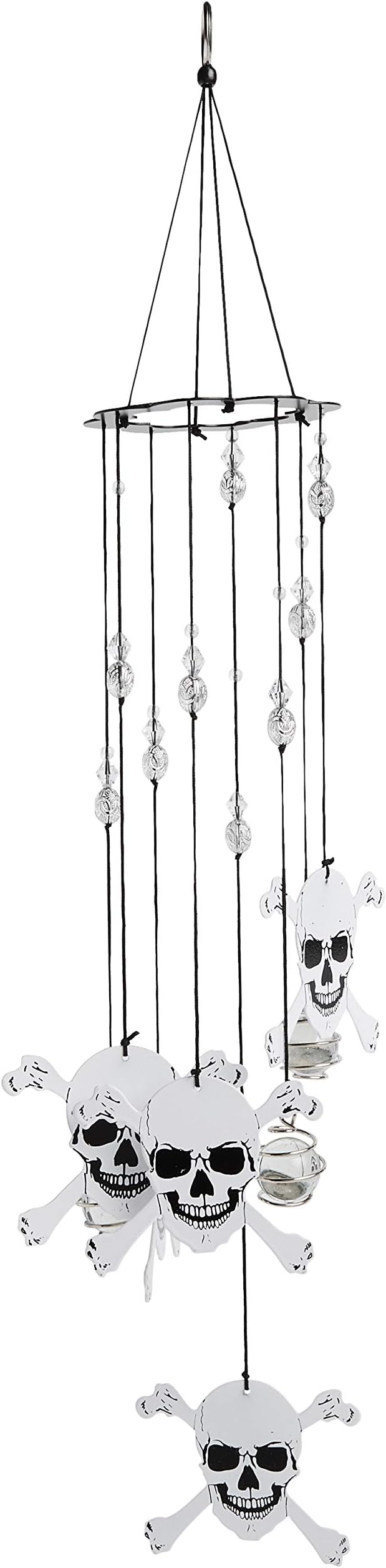 Skull and Crossbones Wind Chime - Outdoor Garden Décor - Decorative Chimes for Yard, Garden, Backyard and Patio Decoration