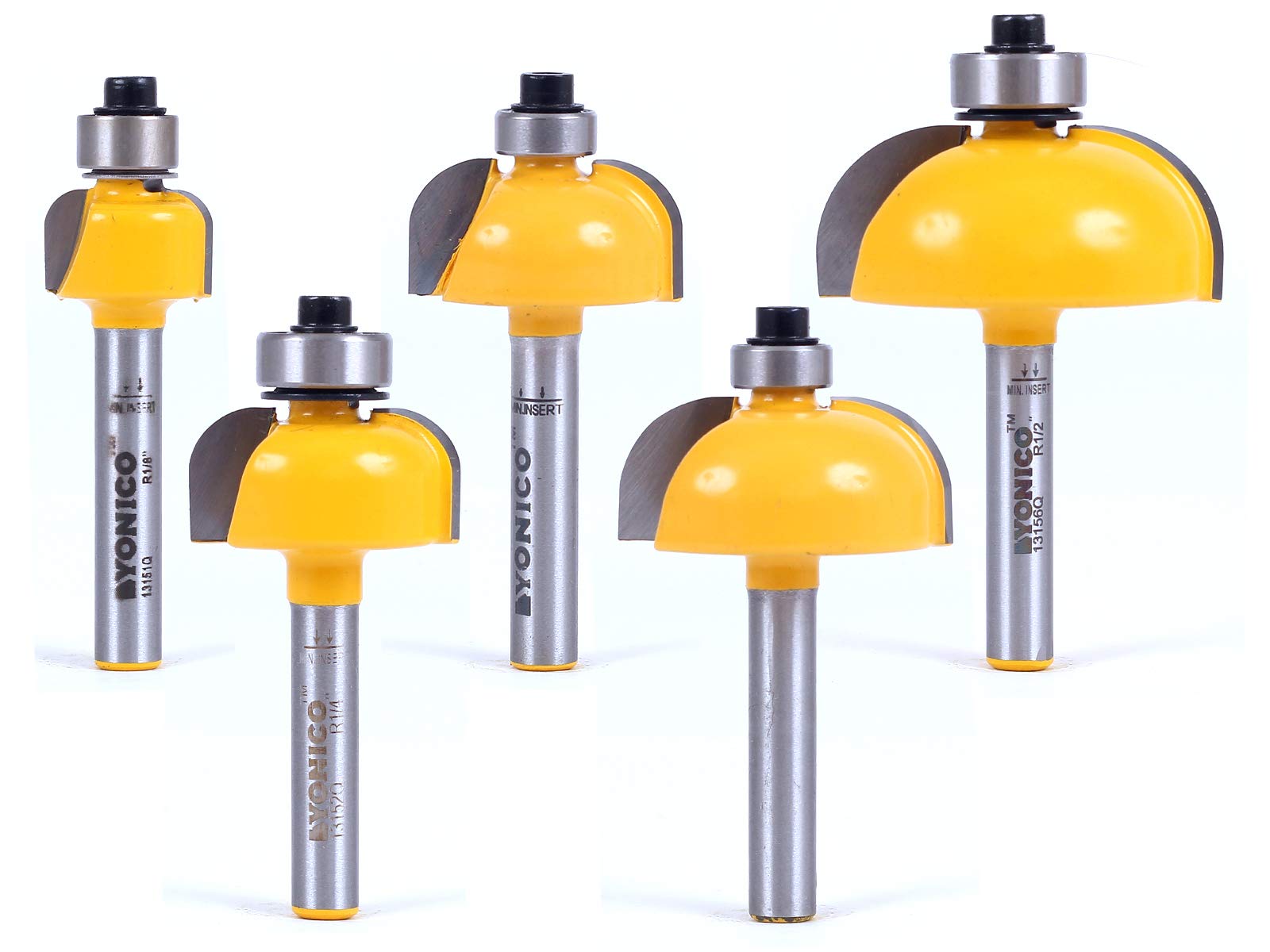 YONICORouter Bits Edge Forming Cove Set 5 Bit 1/4-Inch Shank 13522q