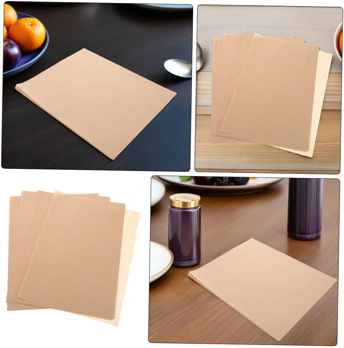 500pcs Thickened Greaseproof Baking Sheets Natural Tone Oil Absorbing Paper for Pizza Fried Snacks and Pastries Food Safe Oven Cooking Liners Tear-resistant Parchment Paper
