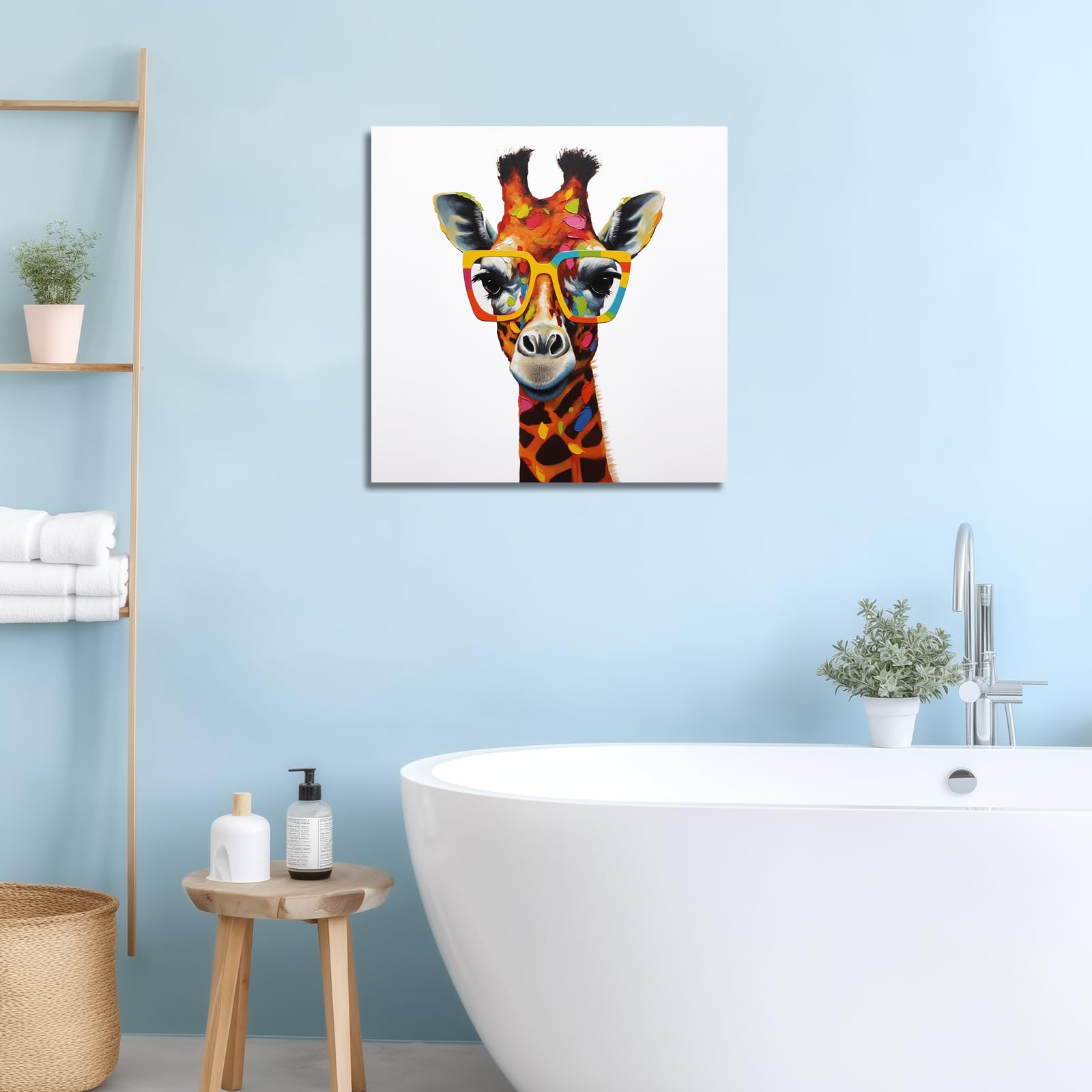 Poster da parete e stampa Giraffa colorata Famiglia di animali Dipinti su tela su tela per la camera dei bambini Immagine della decorazione della casa 50x75 cm (20x30 pollici) Senza cornice