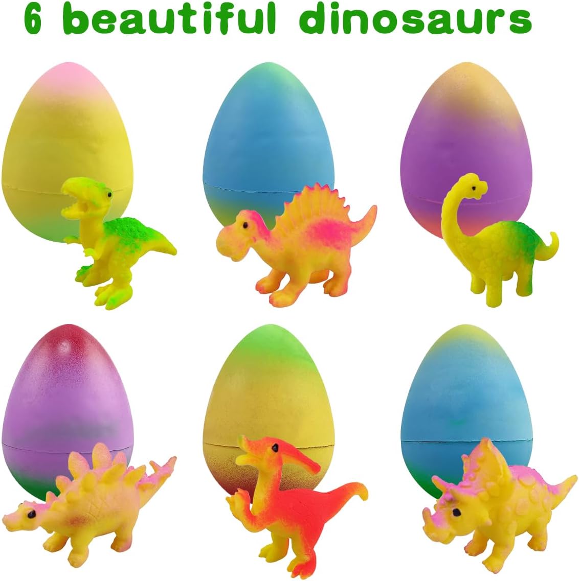 6 Pack Dinosaur Hatching Surprise Eggs Dinosaur Toys Easter Eggs for Kids Boys Girls Easter Basket Stuffers Gifts Birthday Party Favors Fillers