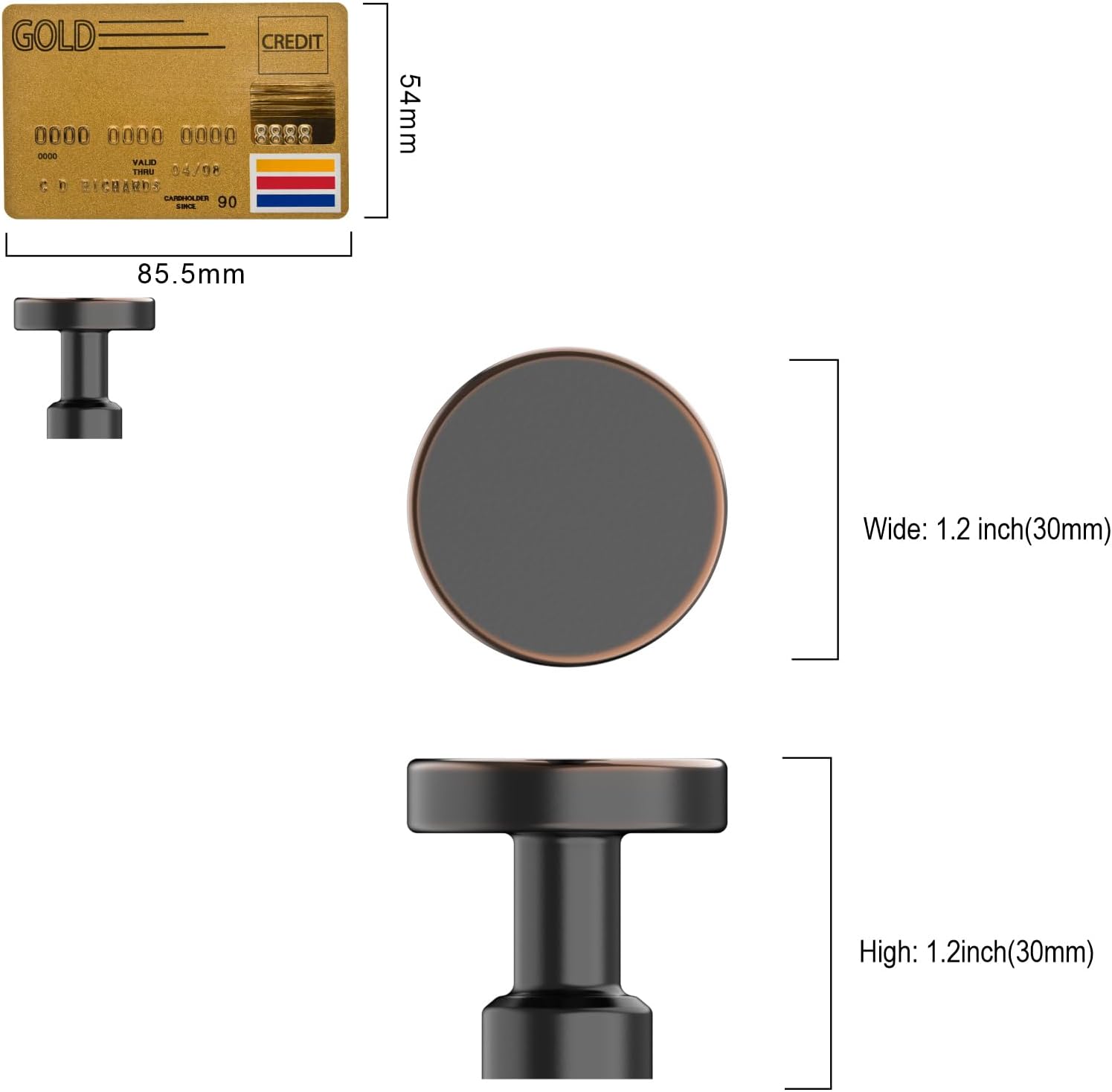 Amerdeco 10 Pack Oil Rubbed Bronze Cabinet Knobs 1-1/6 Inch (32mm) Single Hole Pulls for Drawers, Dressers, and Bathroom Cabinets