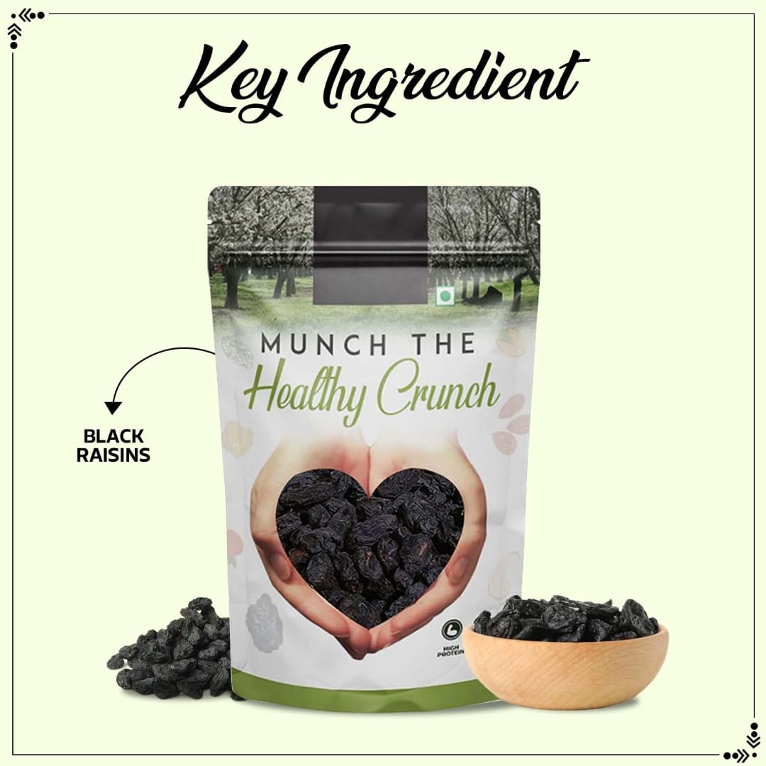 Seedless Black Raisin Kali Kishmish | Dried Fruits,100% Natural & Gluten-Free, Munakka Dry Fruit | Rich in Fiber, Iron, Calcium & Boosts Immunity -250 gm