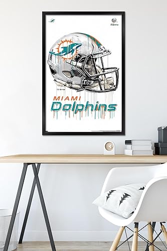 Miniatura 6 de Trends International NFL Miami Dolphins - Póster de pared con casco de goteo 20, 22.375 x 34 pulgadas, versión enmarcada en negro