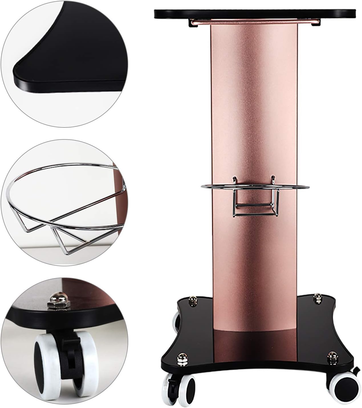 Beauty Cart,Aluminum Alloy Salon Trolley Storage Rolling Cart Mobile Salon Beauty Equipment Spa Cart with Stainless Steel Mesh Disk and 360°Rotation Wheel,Max Load 132lbs,Black : Beauty & Personal Care