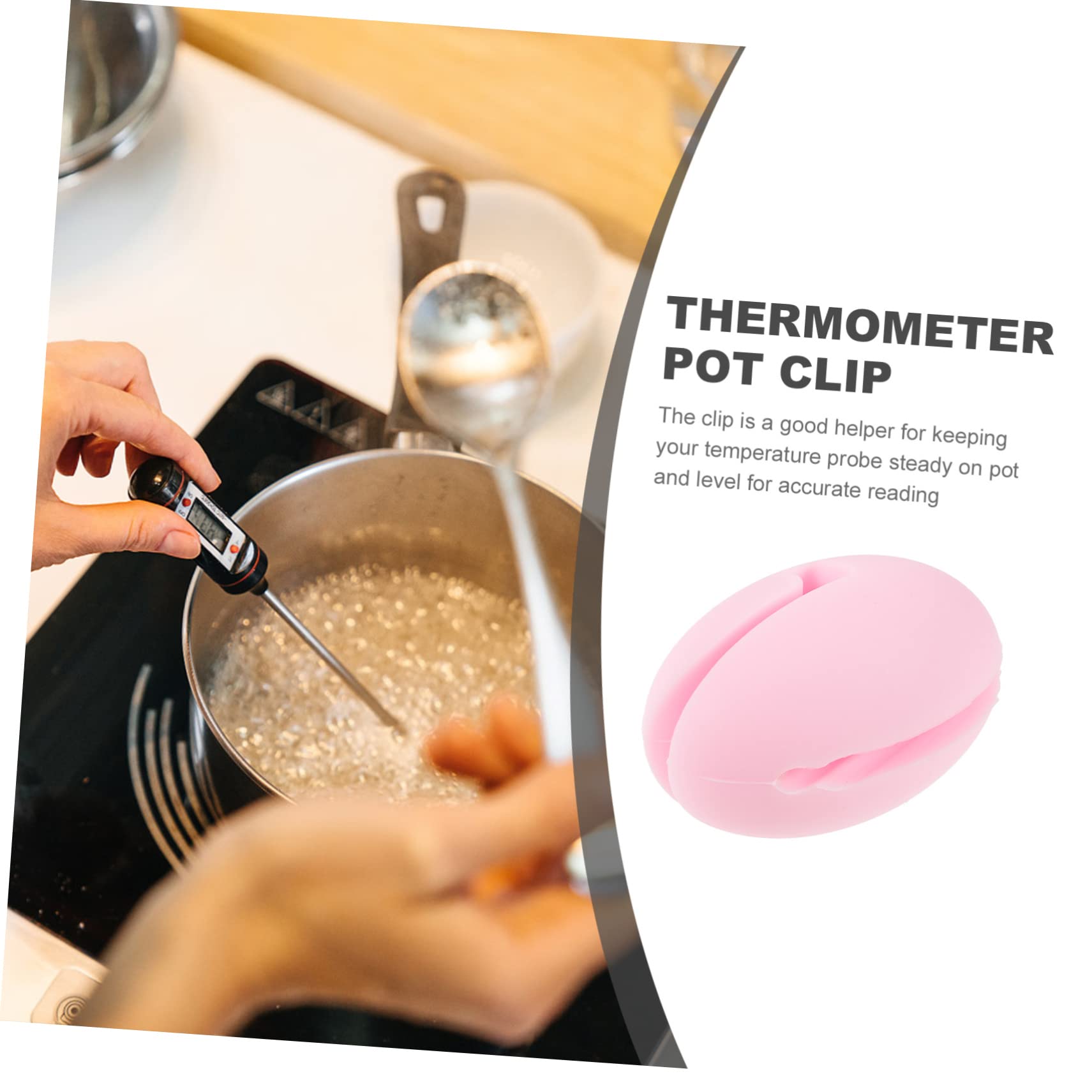 Hemobllo Pot Clip for Temperature Probe Thermometer Clip Holder for Deep Fryer and Candy Making Cooking and Easy to Clean Keeps Probe Steady for Accurate Readings