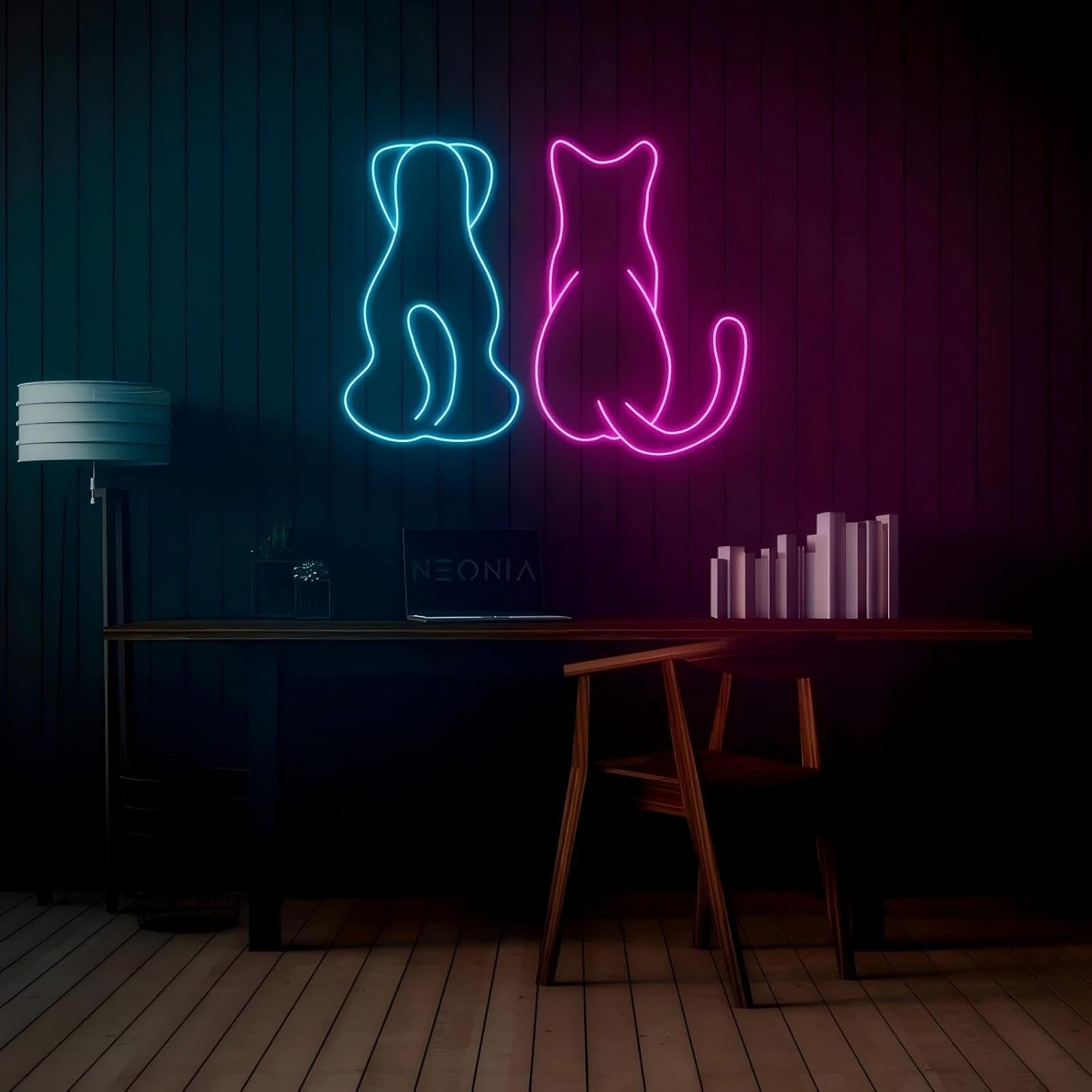 Friendly Cat and Dog LED Neon Sign, Pet Lover Wall Art, Custom LED Light, Animal Friendship Decor, Kid's Room Wall Decor Nursery Room Decor Art Pet Sign For Home Kids Baby Room Office Party