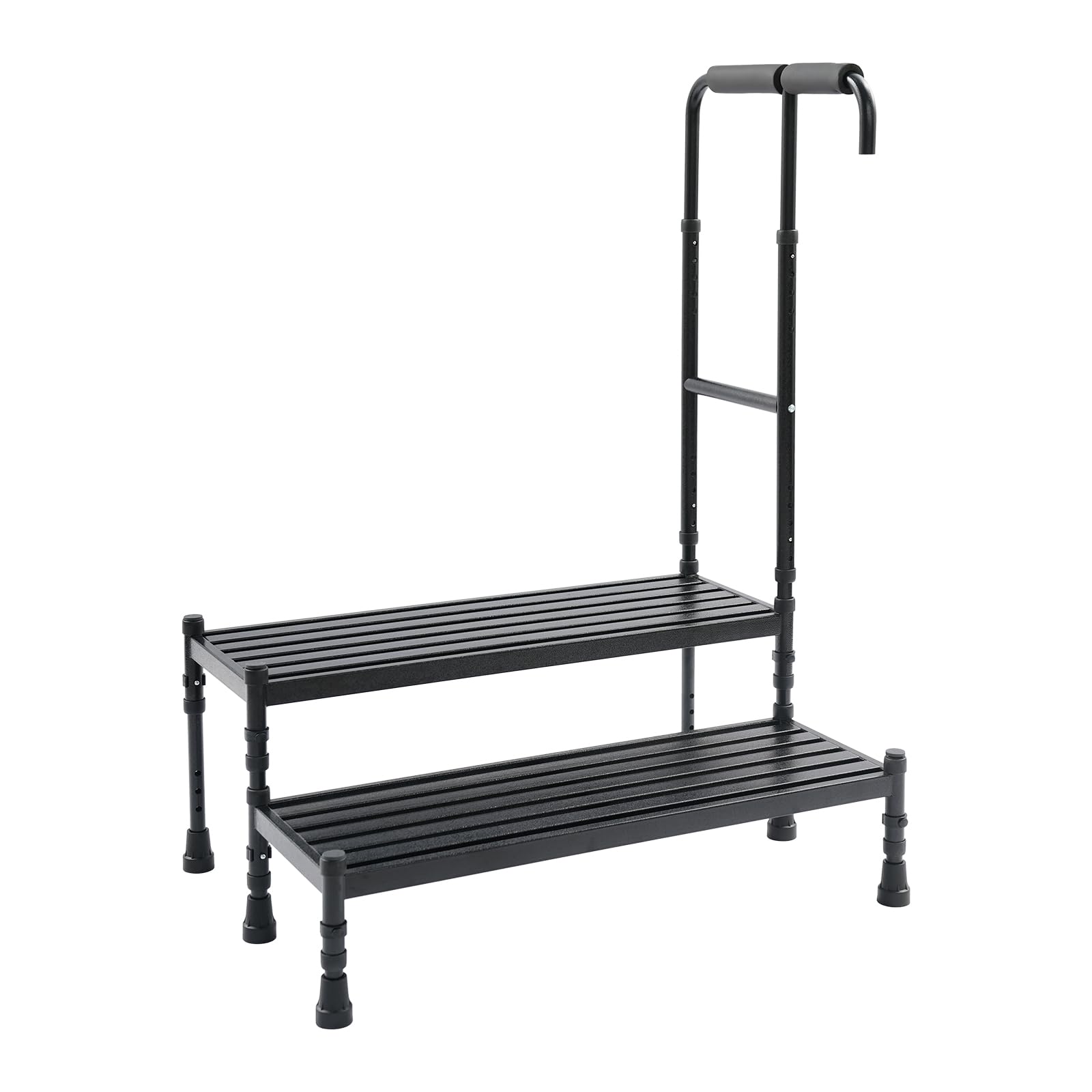 Scala a 2 gradini con manico di sicurezza elevato, gradino per camper e casa in acciaio al carbonio, antiscivolo con ampia superficie per cucina, biblioteca garage
