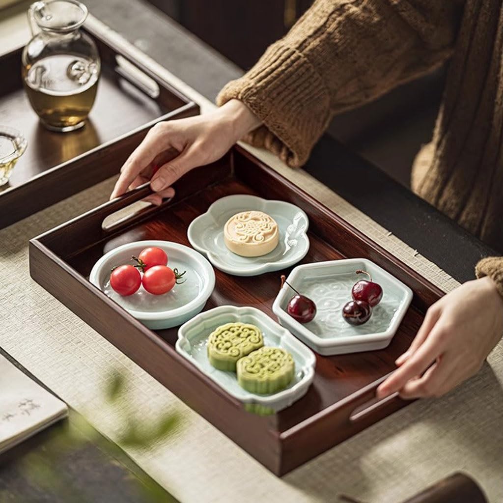 Bandejas Servir Comida Bandeja de té Almacenamiento Taza Rectangular for el hogar Comida Servicio Restaurante cafetería Mesa Cama | C