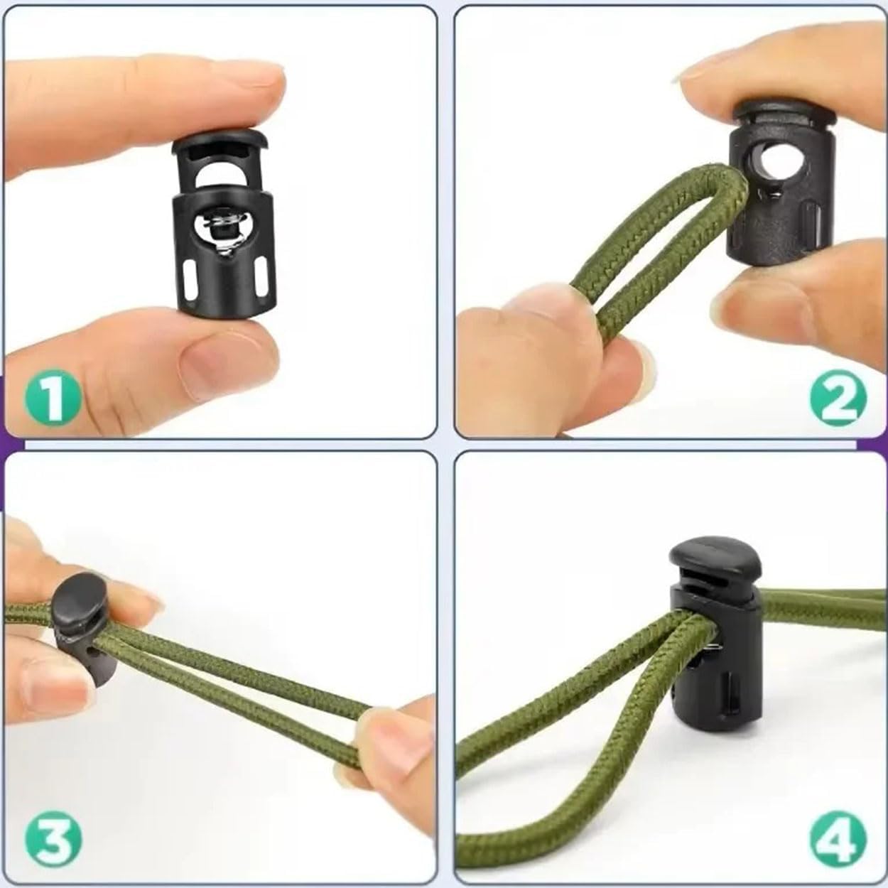 Plastic Cord Locks Single Hole Spring Stop Toggle Stoppers Cord Fastener for Clothing Drawstrings Shoelaces Bags 20pcs