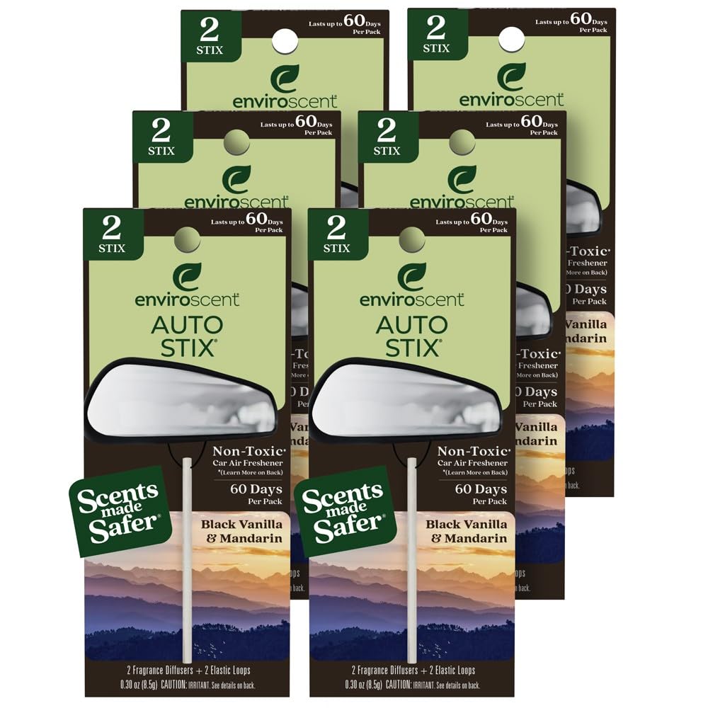 Enviroscent Non-Toxic* Car Air Freshener Auto Stix® (12 Sticks, Pack of 6)