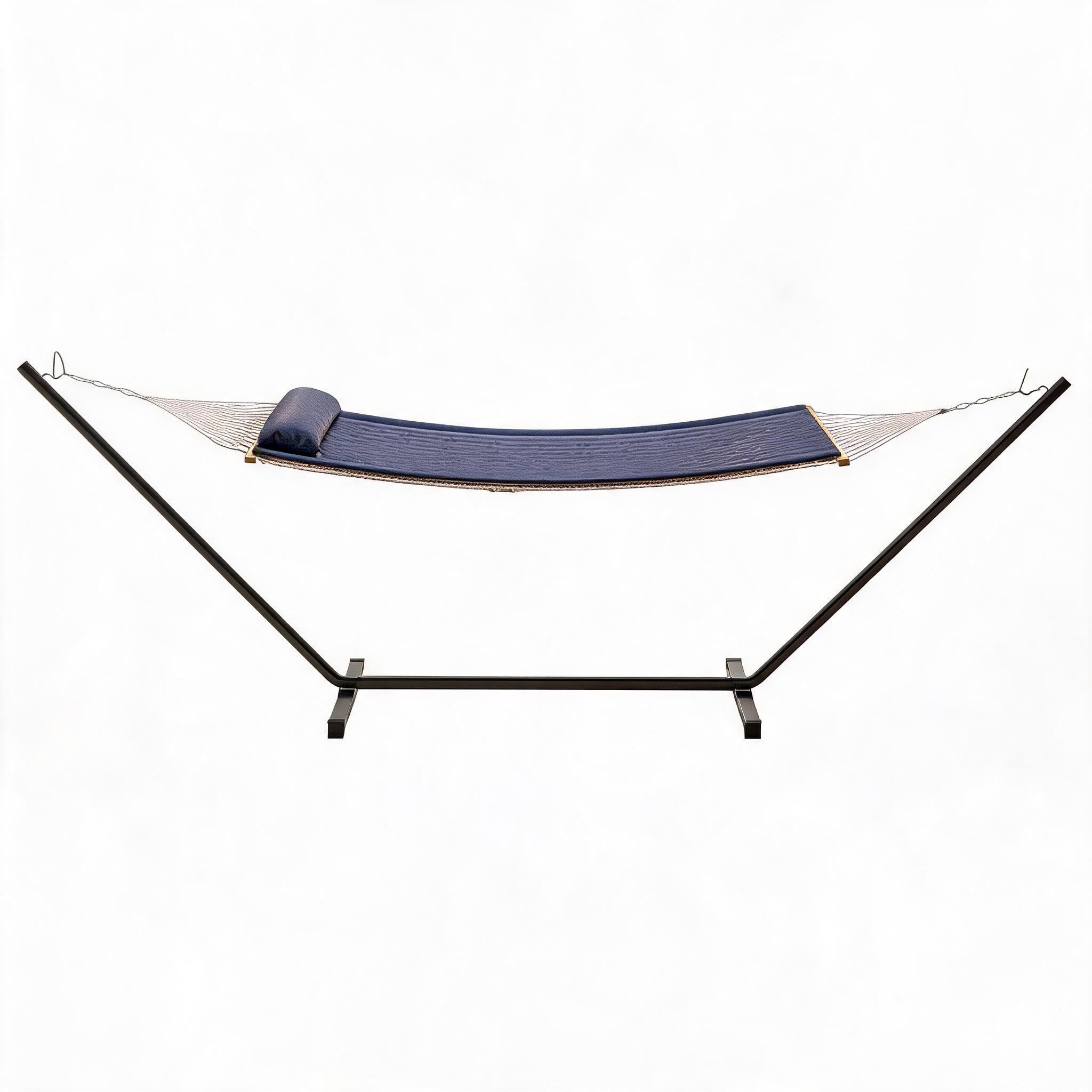 Double Hammock with Stand, Reinforced Steel Frame 450LBS, Instant Setup Foldable Hammock with Carry Bag Portable Indoor Outdoor Garden Camping Beach