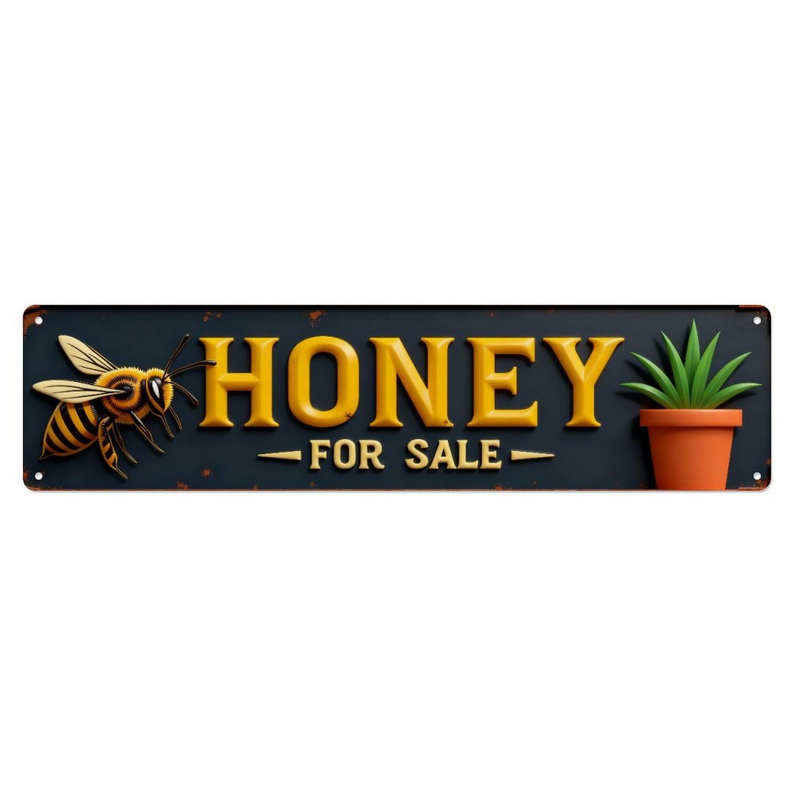 Honey Bee Plant Pot Sign Pattern Metal Tin Sign Plaque