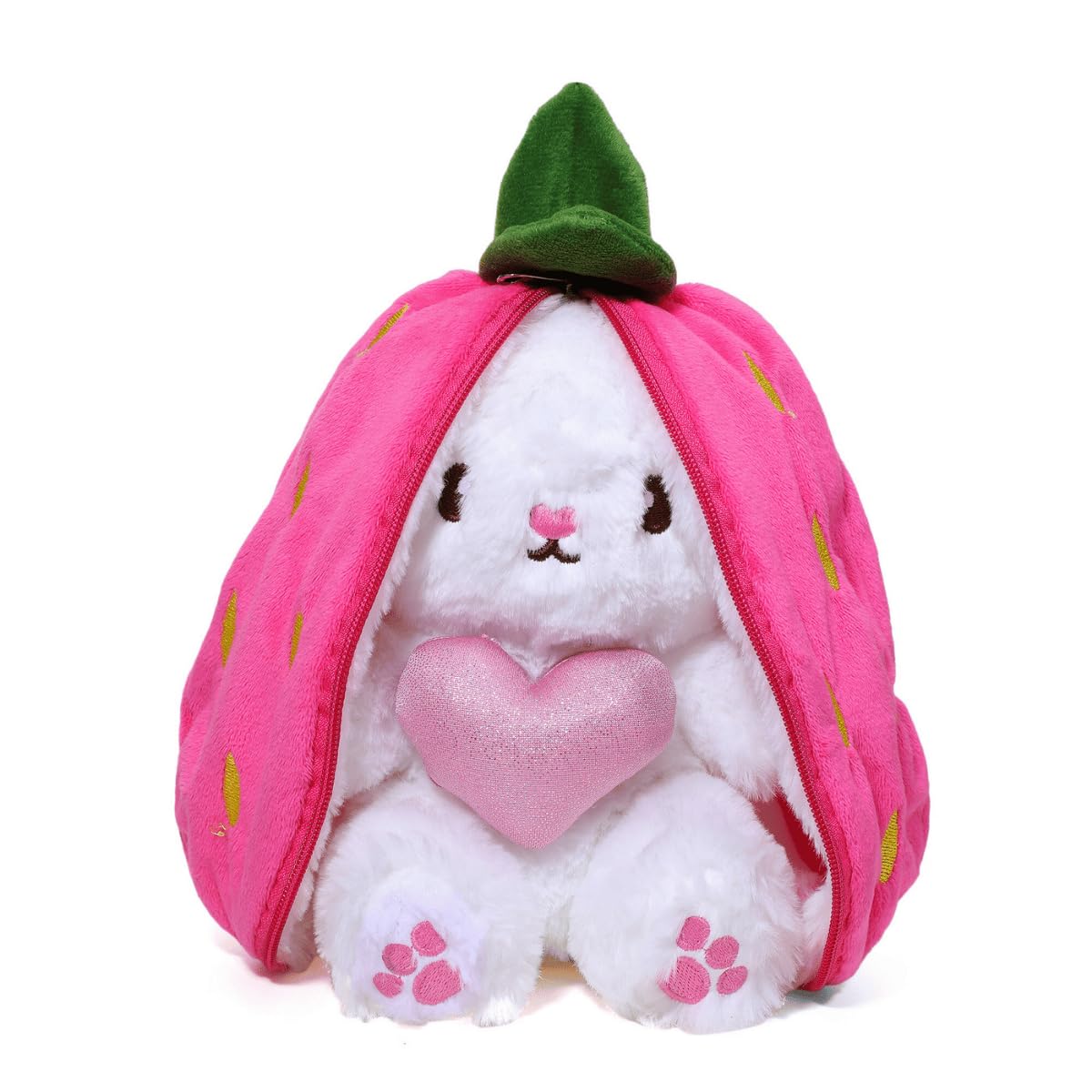 MABLE Reversible Bunny Rabbit Soft Toy – Cute Strawberry/Carrot Shaped Plush Toy for Girls, Boys, Kids – Ultra Soft & Skin Friendly – 35cm Stuffed Animal for Birthday Gift (Pink)