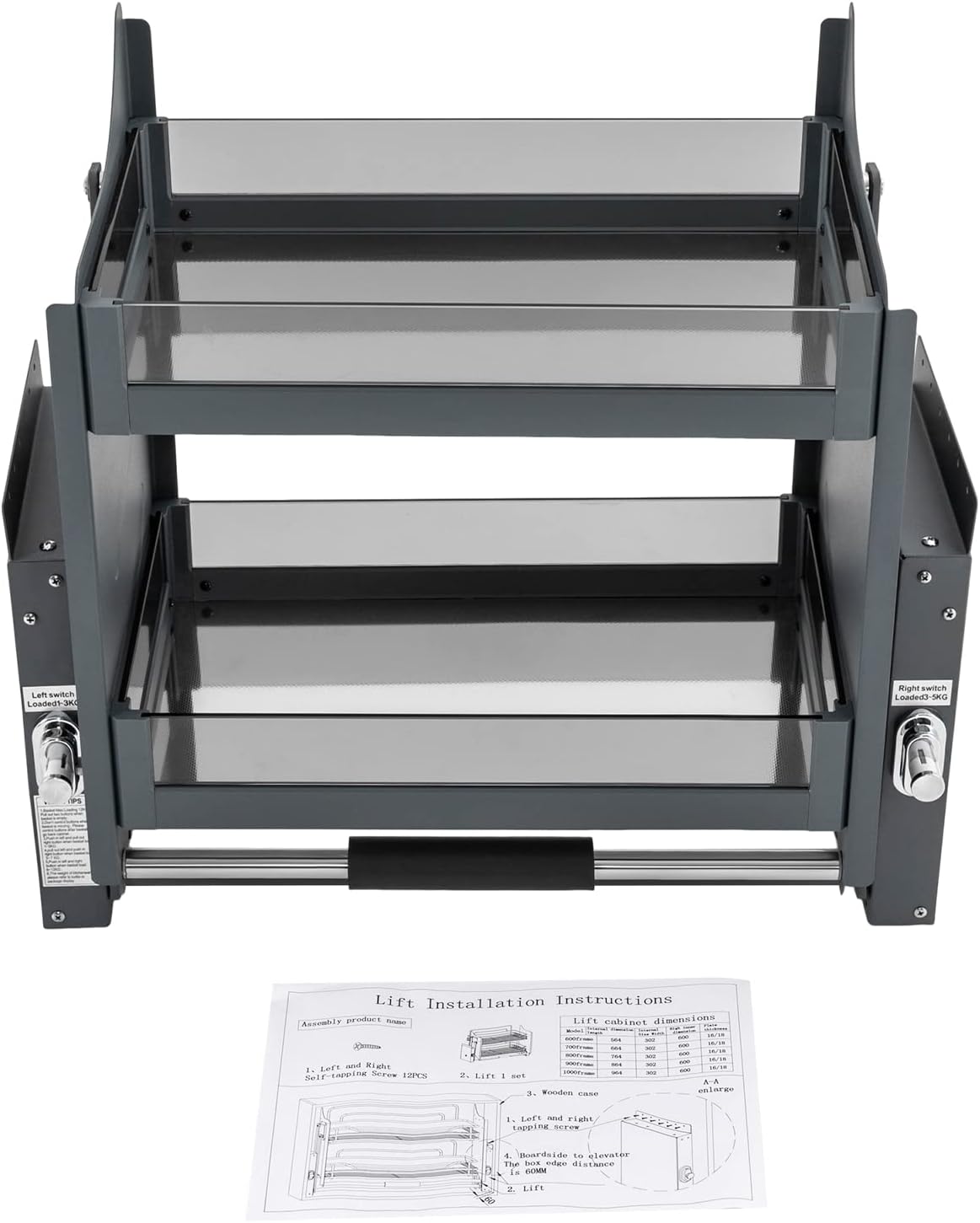 Pull Down Cabinet Organizer, 2-Tier Pull Down Shelf, Heavy-Duty Pull Down Spice Rack, Upper Kitchen Wall Cabinet Storage Organizer, for Kitchen Appliance(24inch Cabinet) (style1)