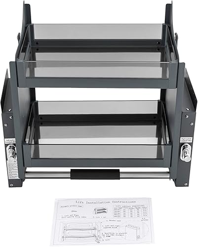 Miniatura 9 de Estante desplegable para gabinete, organizador superior de almacenamiento de armario de pared de cocina con 2 niveles, organizador de estante para