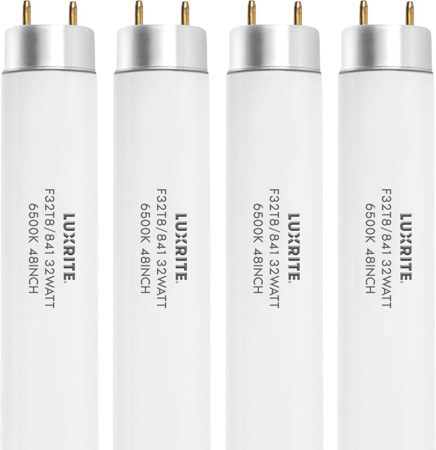 LUXRITE F32T8/865 32W 48 Inch T8 Fluorescent Tube Light Bulb, 6500K Daylight, 2800 Lumens, G13 Medium Bi-Pin Base, LR20735, 4-Pack