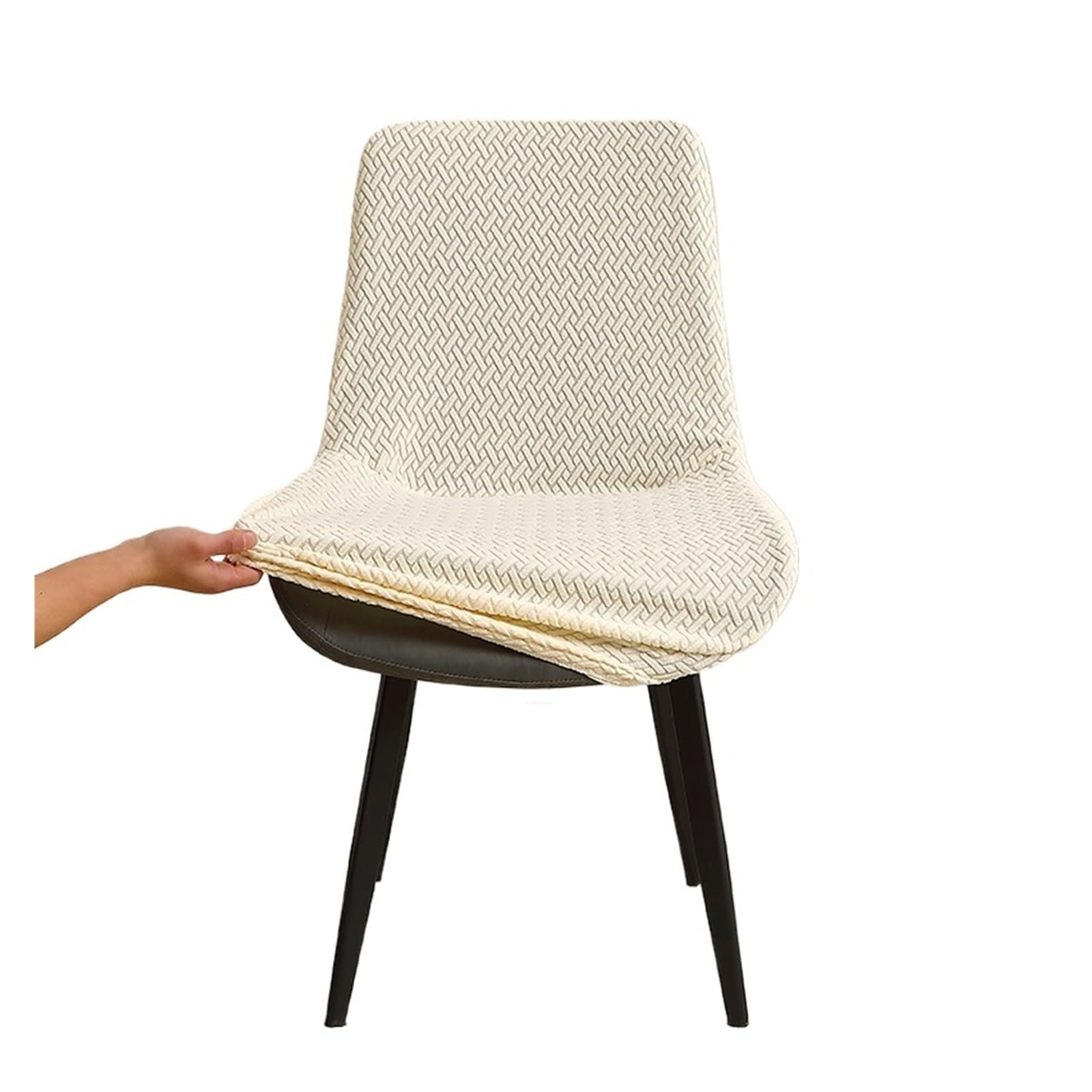 CIOPLJHKL 1/4pcs Jacquard Curved Chair Covers Stretch Dining Slipcover Solid Color Armless Seat Case For Hotel Office Banquet for Hotel, Banquet(A1 chair cover,4pcs)