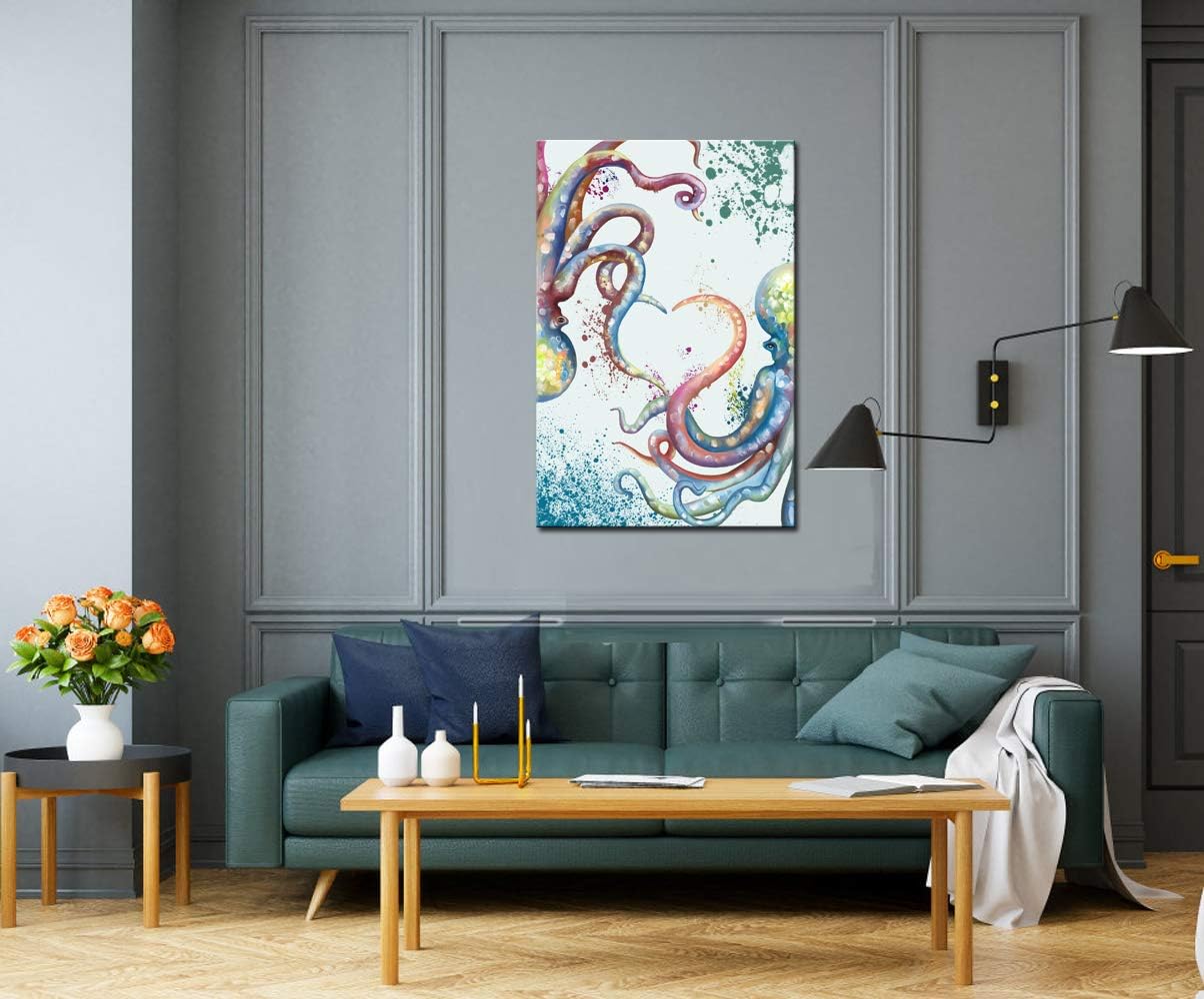sechars Bedroom Canvas Wall Art Decor Abstract Octopus Love Painting Prints Sea Animal Marine life Poster Art Prints Modern Home Living Room Decoration 24x36