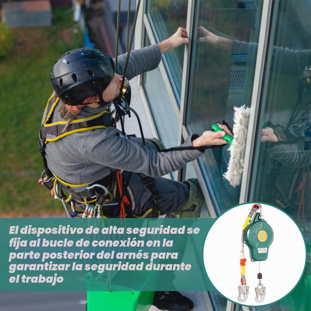 Dispositivo de seguridad de altura retráctil 10 m protección contra caídas carga máxima 150 kg