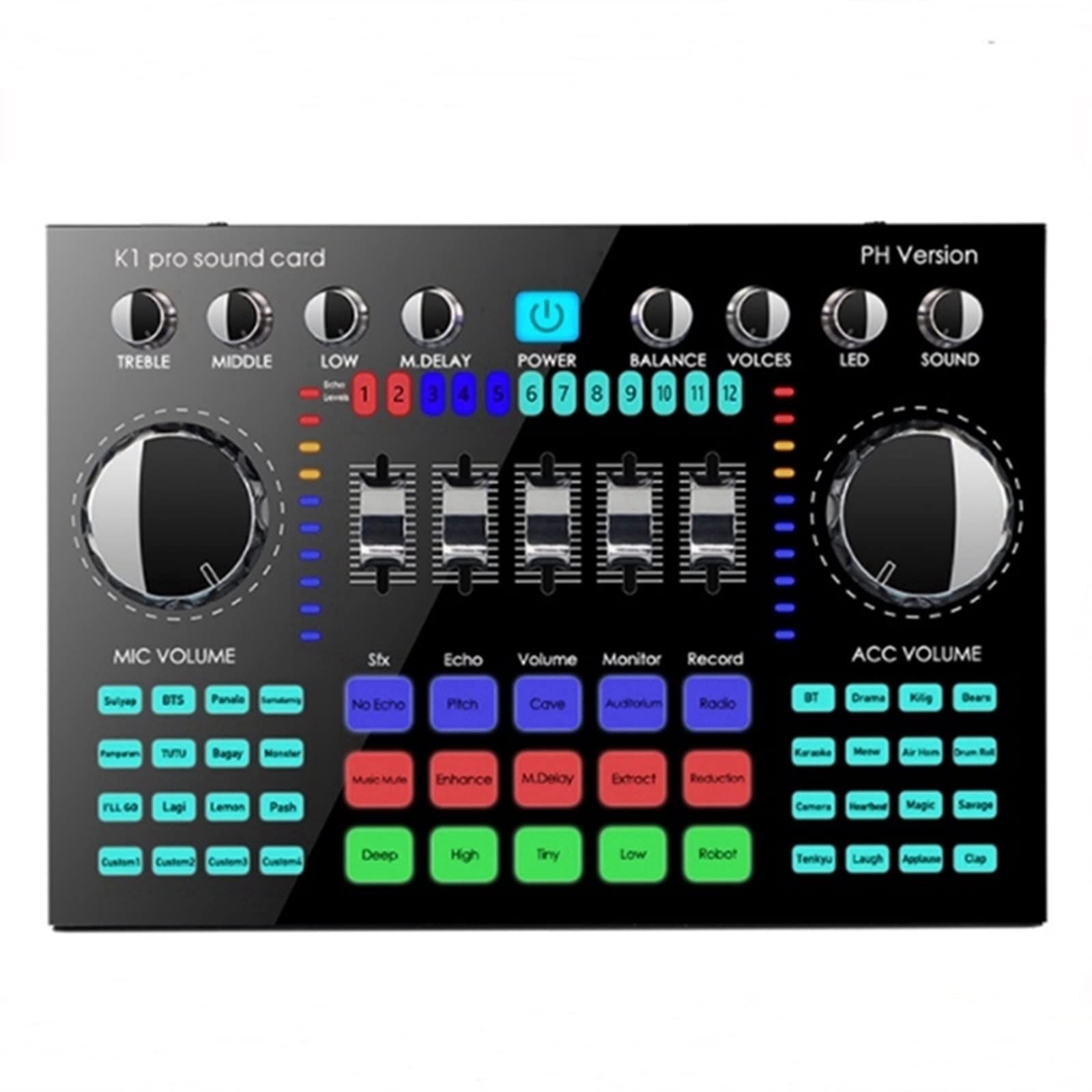 Mixer Audio Professionale, Scheda Audio K1 Live, Scheda Audio Bluetooth Portatile, Volume Regolabile, Audio per la Registrazione Musicale, Karaoke e Canto