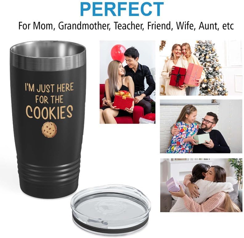Cookies Tumbler 20oz Black -Here For The Cookies - Baker Pastry Chef Cake Decorator Culinary Student Mom Bakery Owner Cake Taster